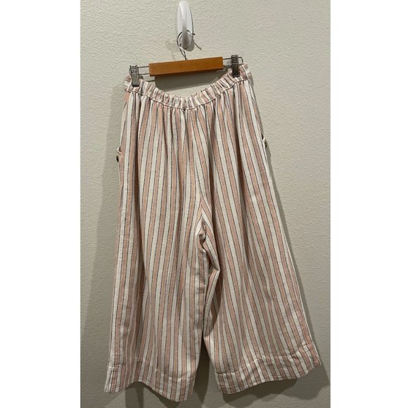 AMERICAN EAGLE Linen Striped Wide Leg High Rise Pants - Picture 4 of 4